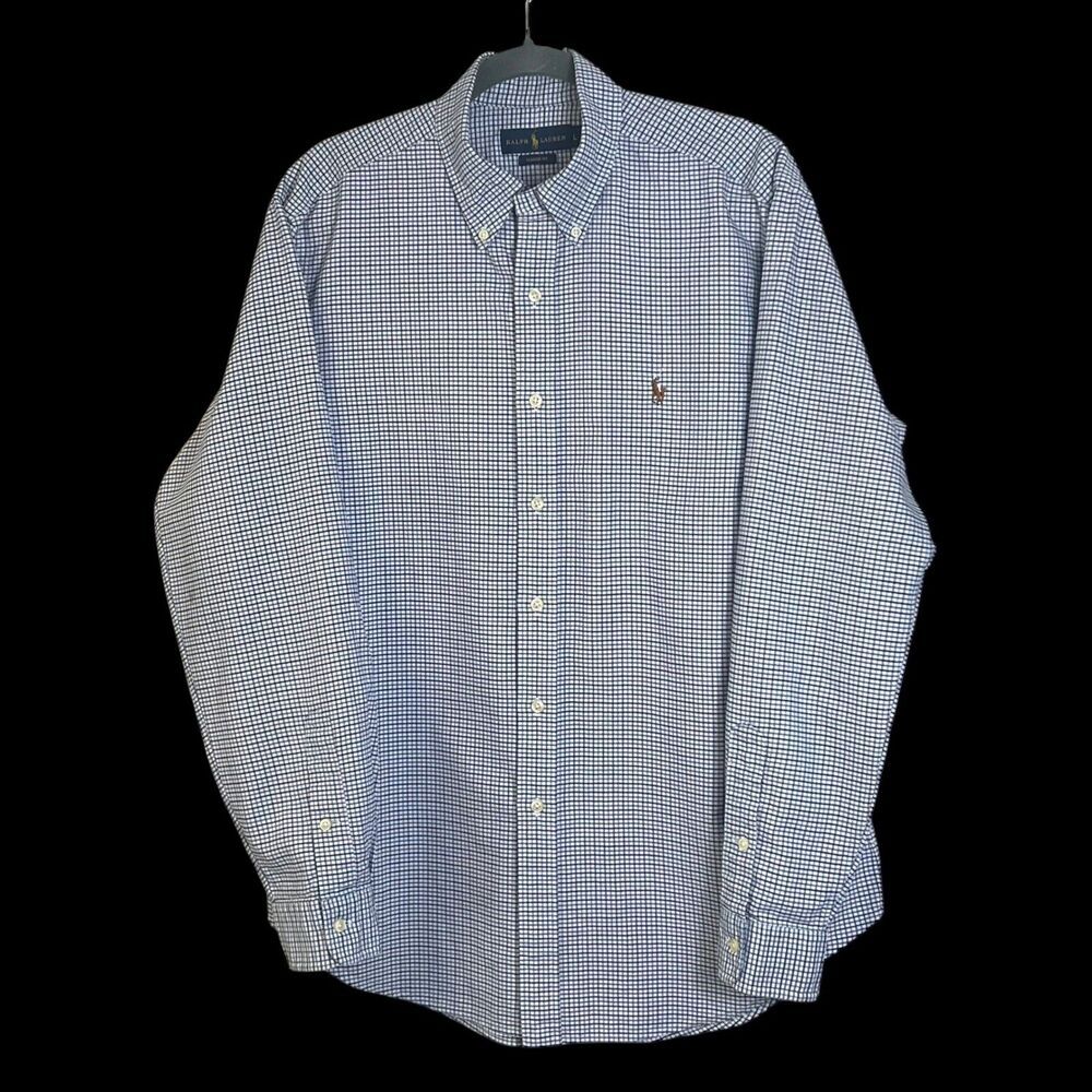 Ralph‎ Lauren Men's Classic Fit Button-Down Shirt Size Large Blue Gingham Check